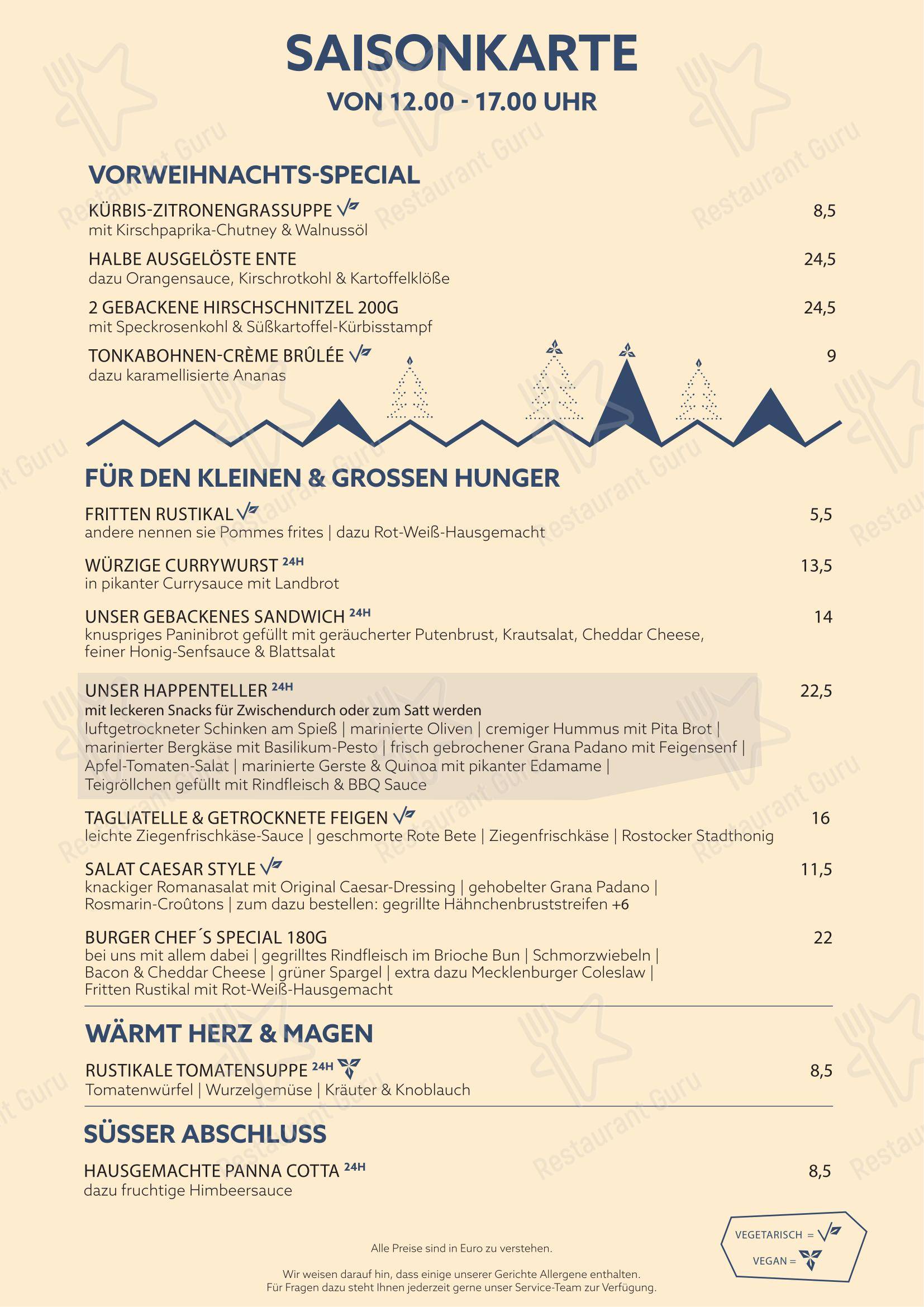 Ночное меню паба и бара KAI40 Restaurant & Bar - Rostock