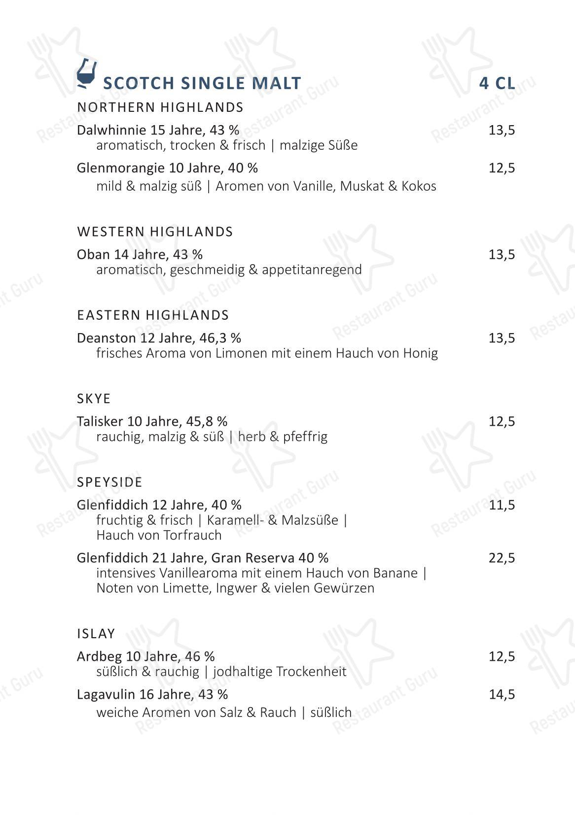 Основное меню паба и бара KAI40 Restaurant & Bar - Rostock в Ростоке