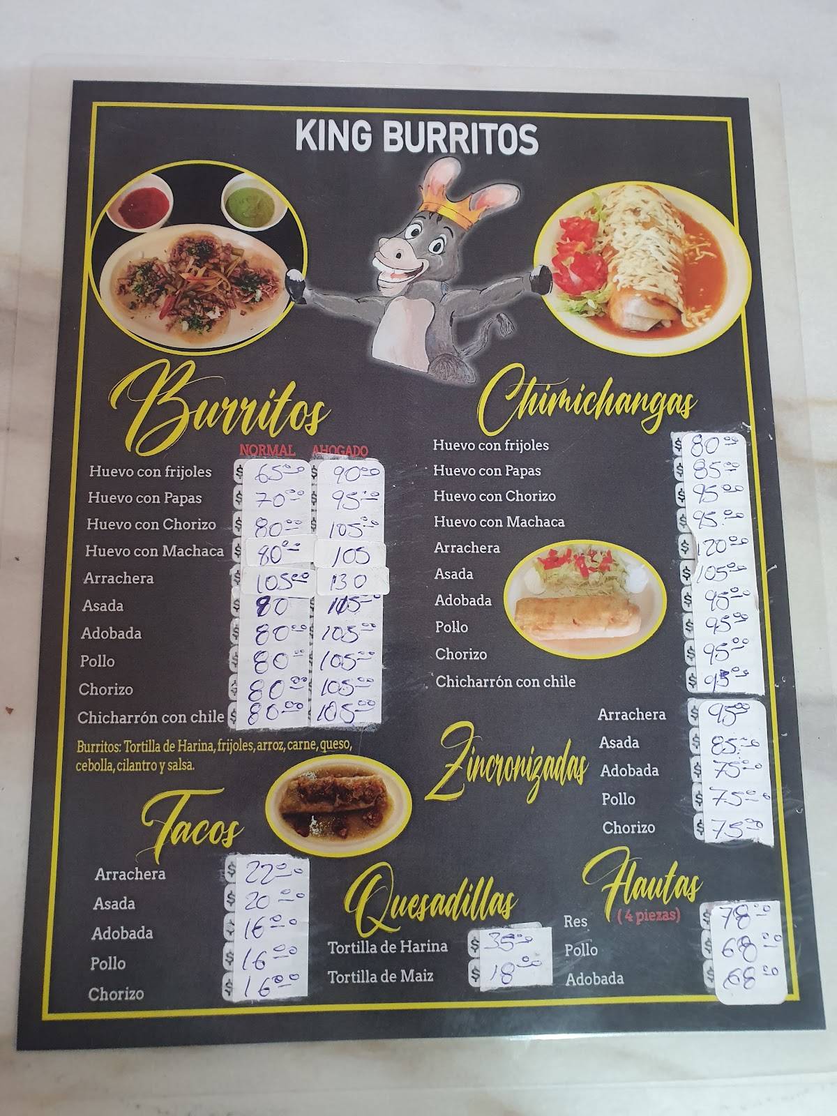 KING BURRITOS меню