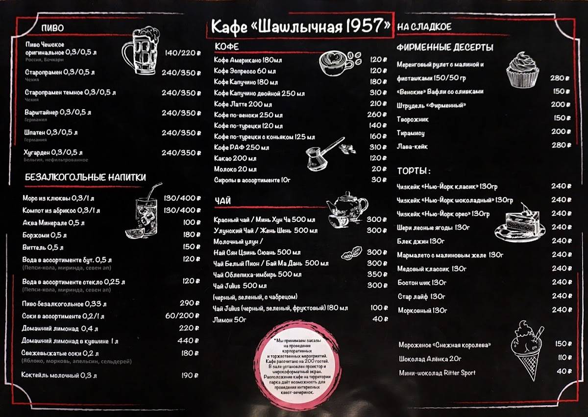 Шашлычная 1957 меню