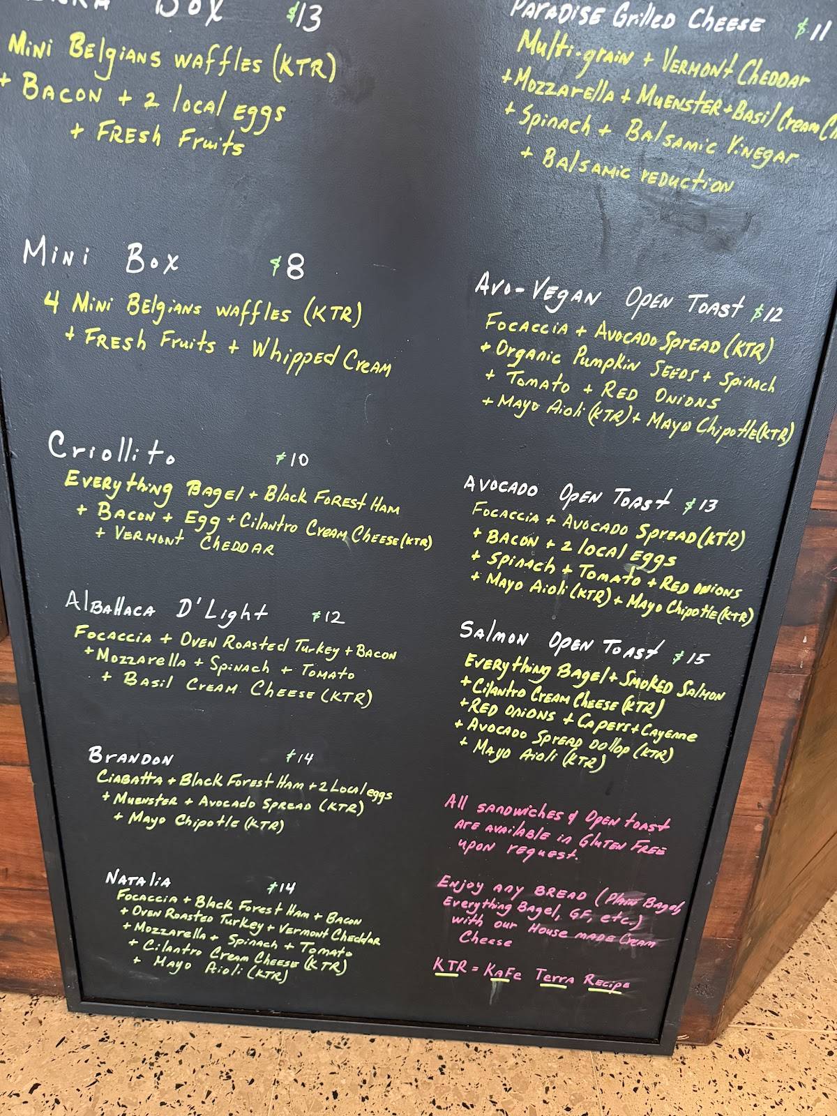 Kafé Terra меню