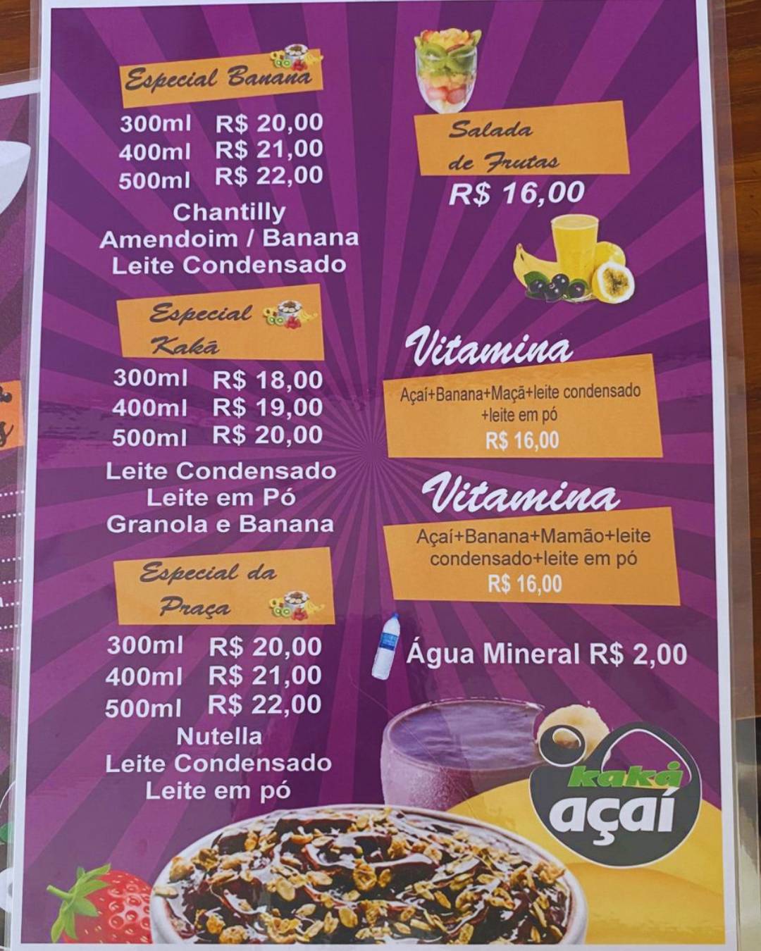 Kaká Açaí меню