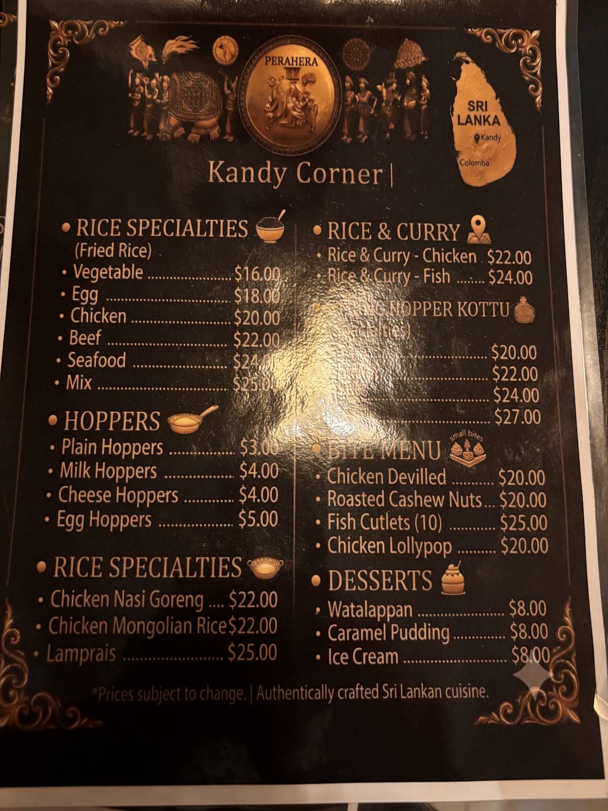 Kandy Corner меню