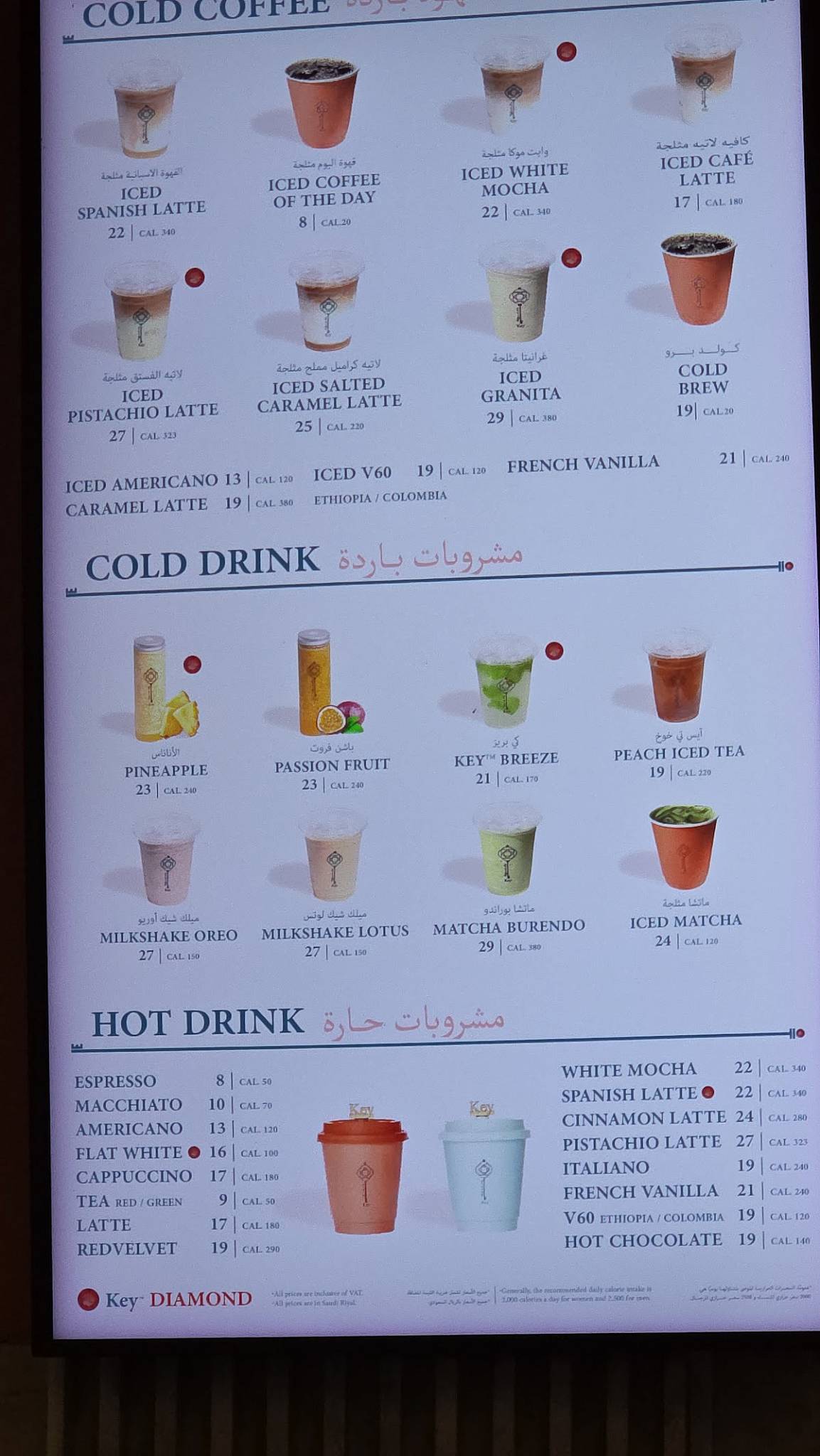 Key cafe меню