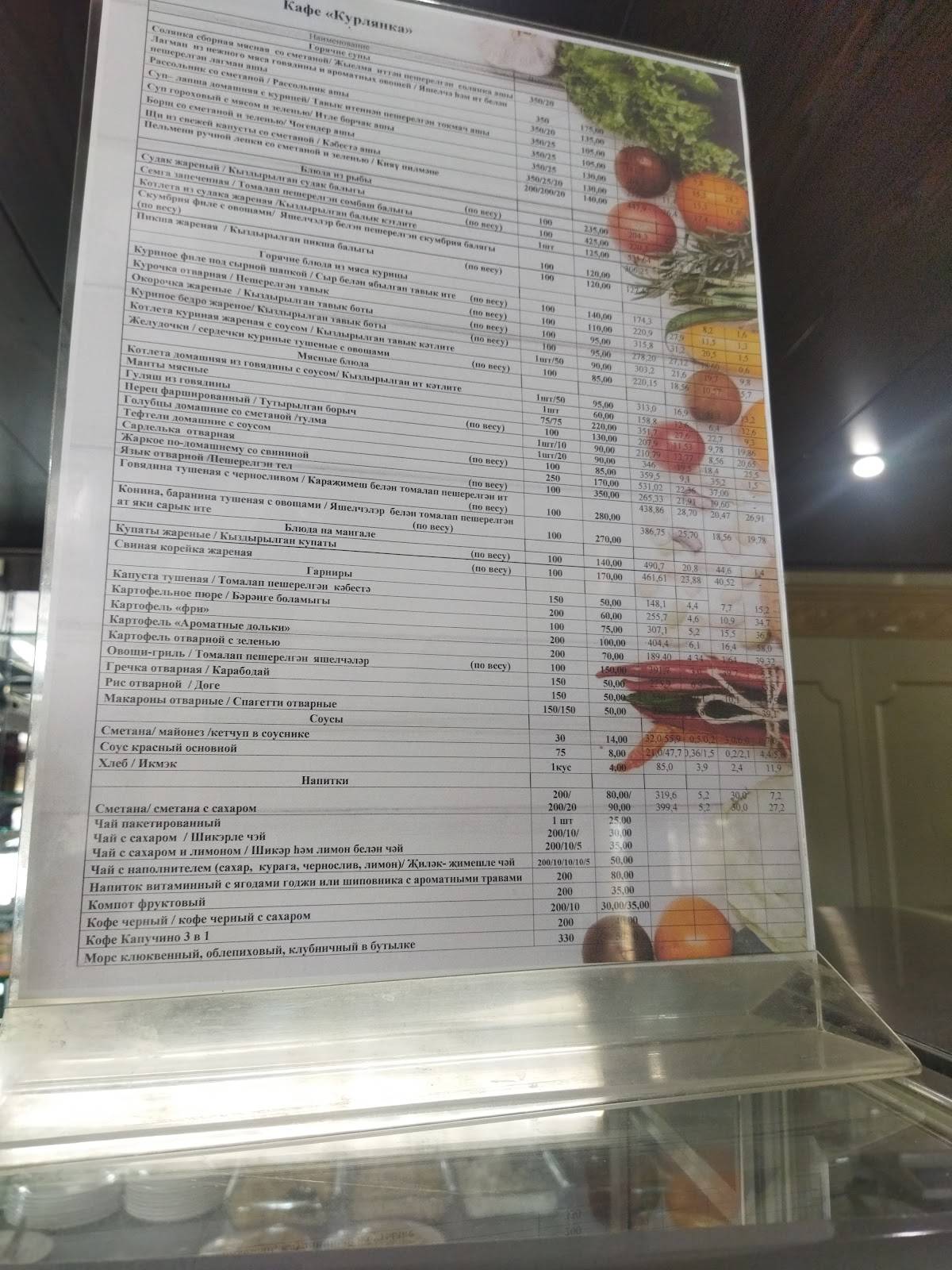Курлянка меню