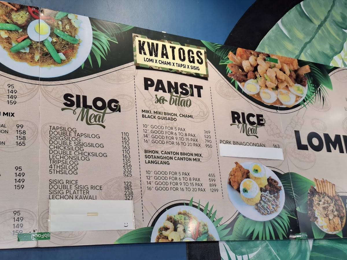 Kwatogs Santa Rosa Laguna меню