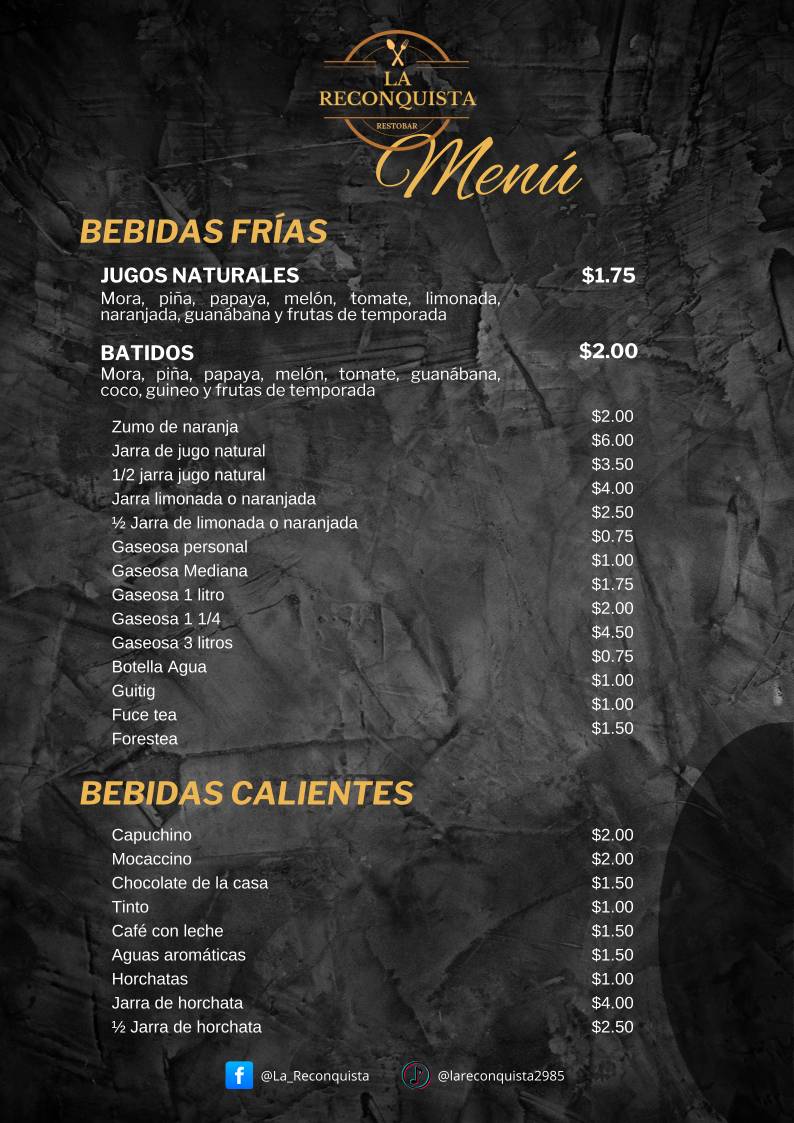 LA RECONQUISTA RESTOBAR меню