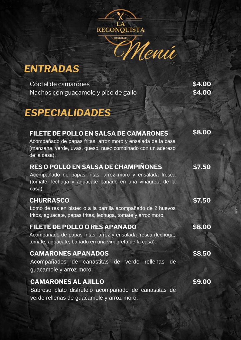 LA RECONQUISTA RESTOBAR меню