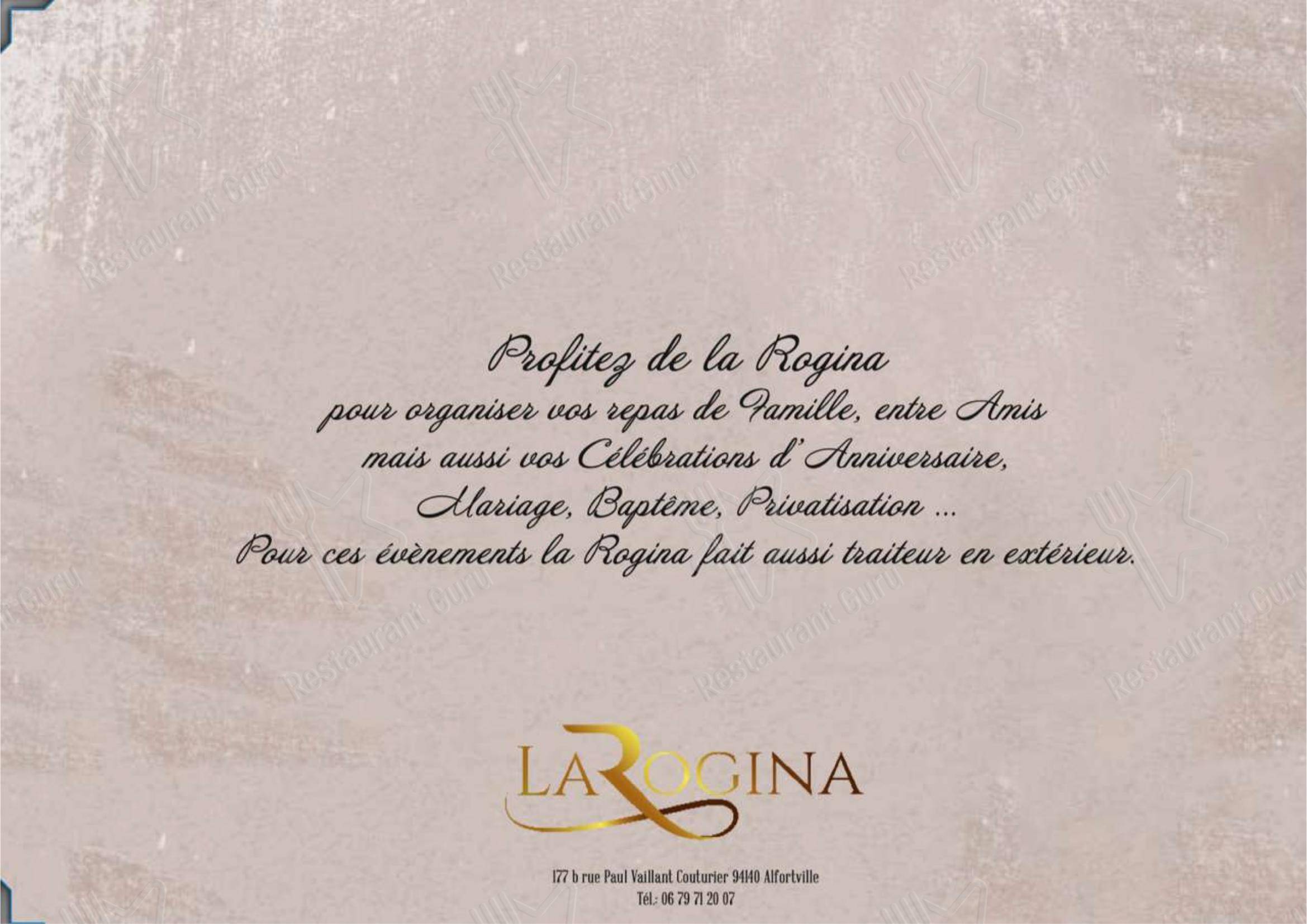 Меню напитков пиццерии LA ROGINA