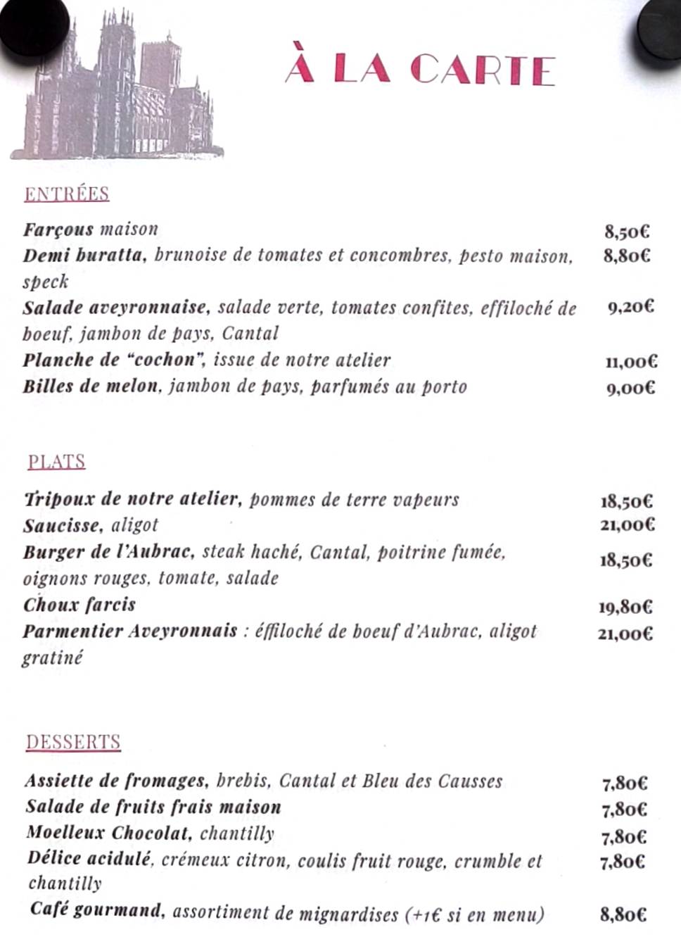 L'Aubrac Rodez меню