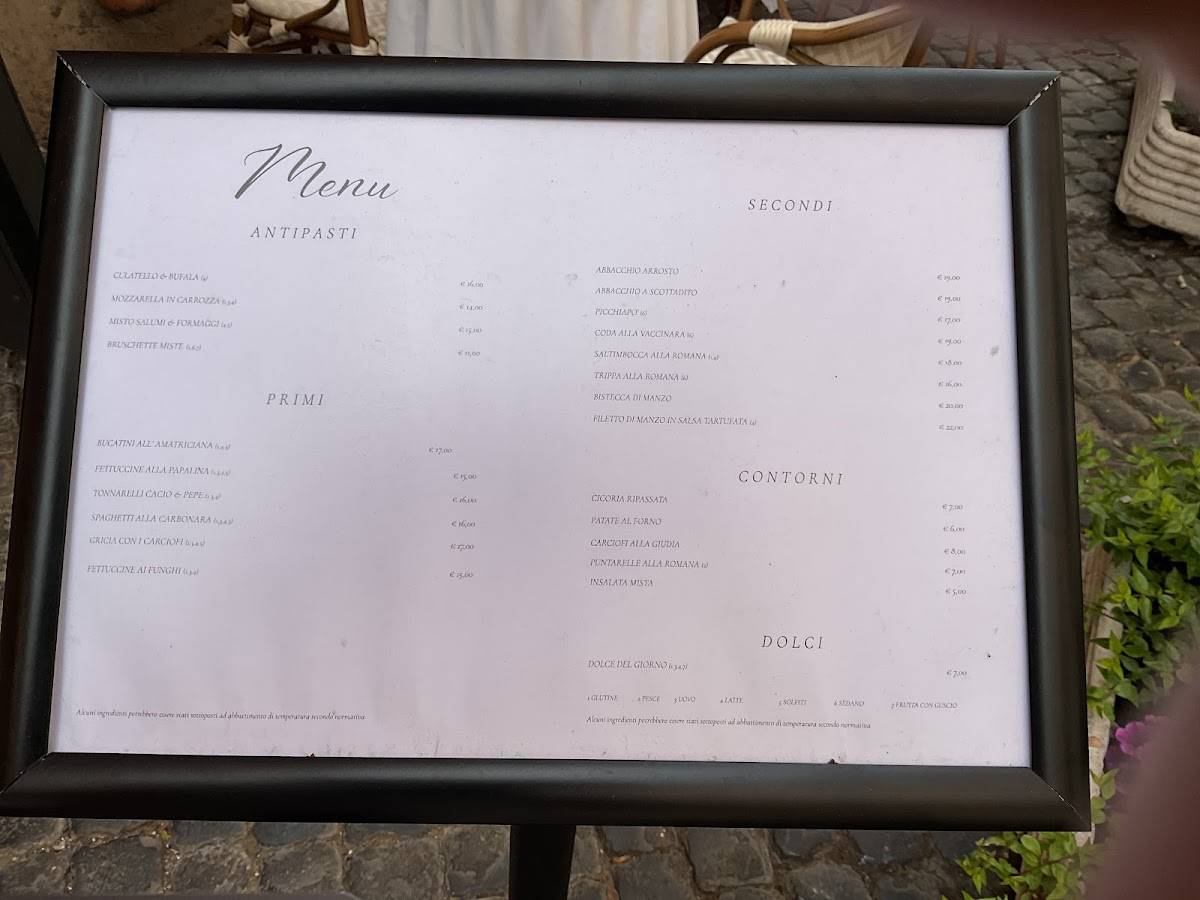 La Cisterna ristorante меню