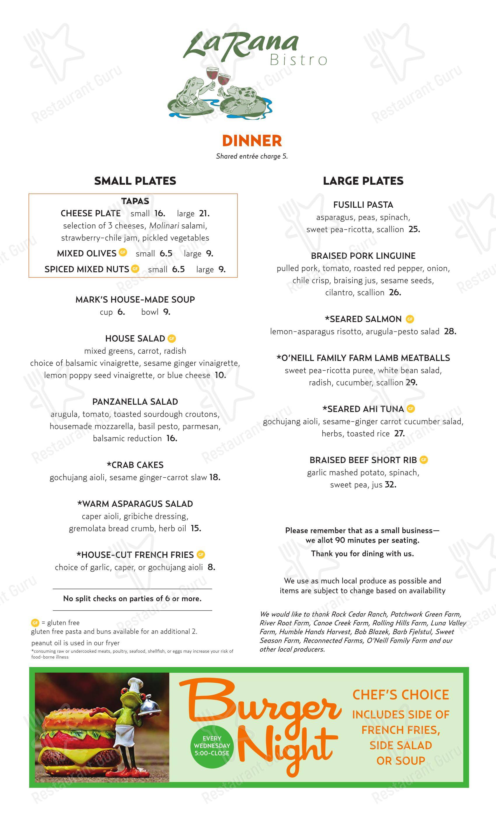 Коктейльная карта паба и бара La Rana Bistro в Декоре
