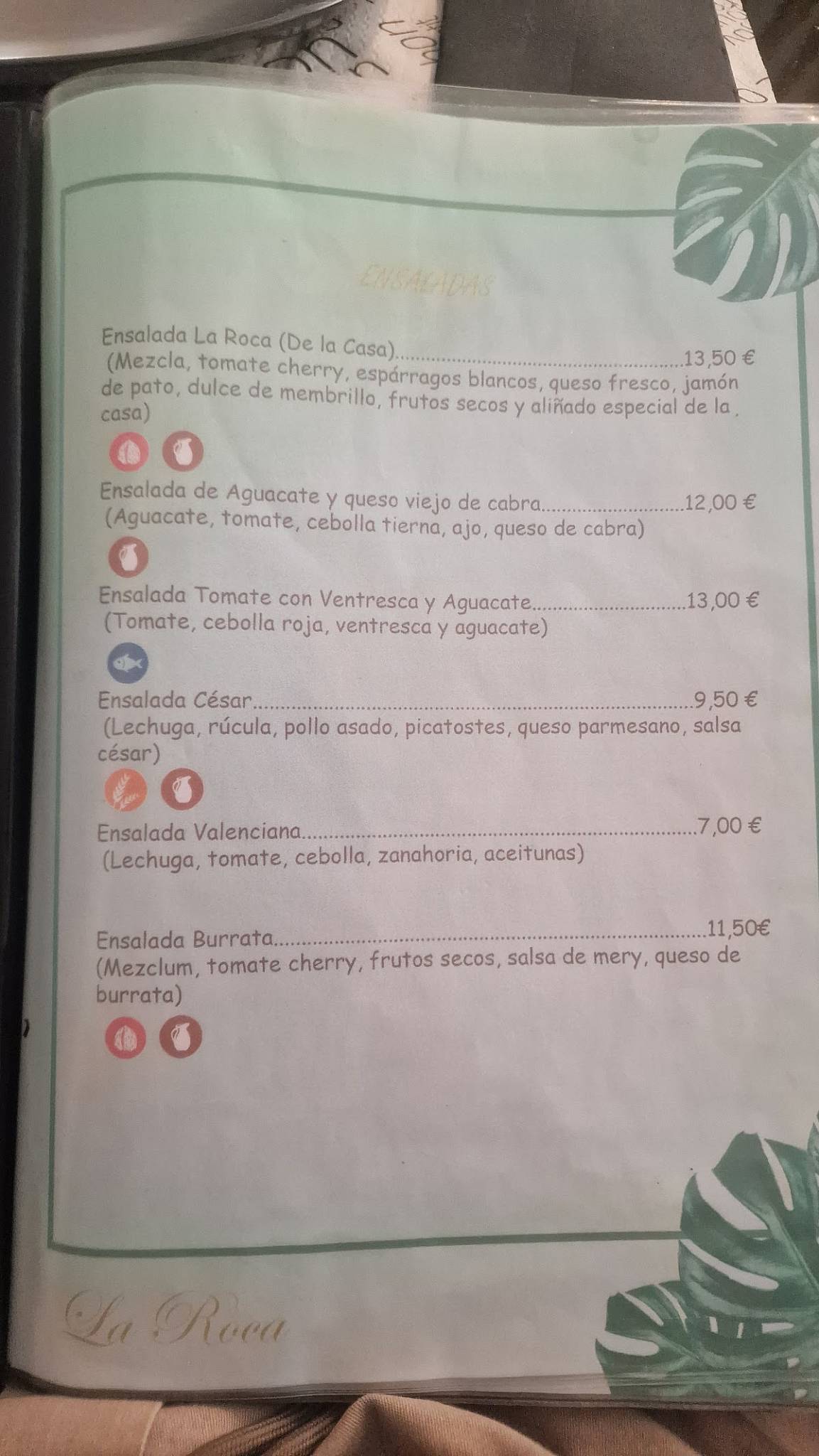 La Roca меню