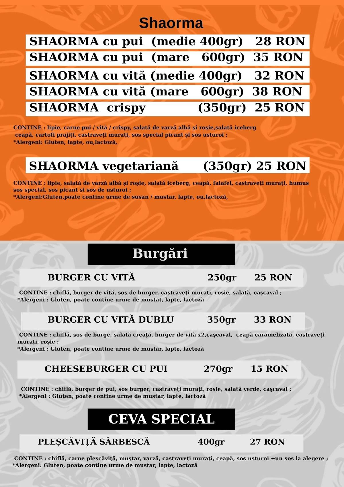 La Strada 83 меню