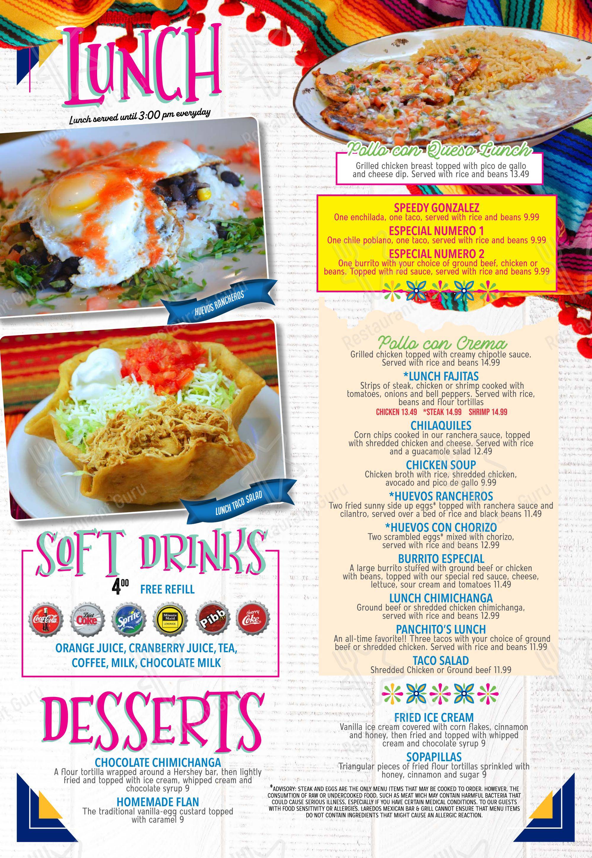 Меню напитков ресторана Laredo Mexican Restaurant в Старке