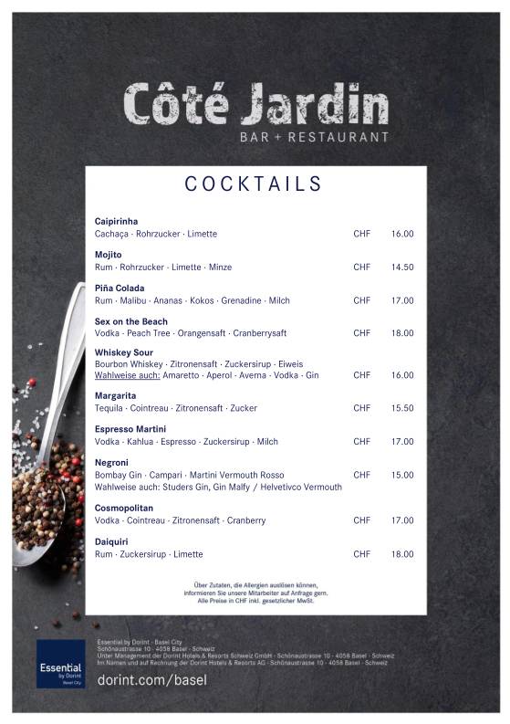 Le Bar меню