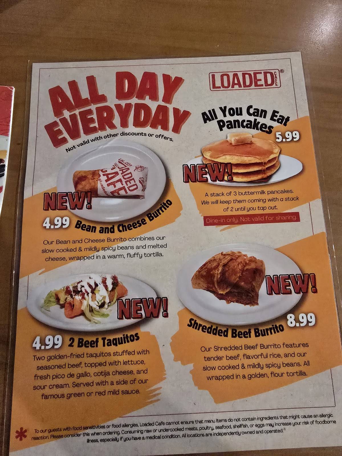 Loaded Cafe Restaurants Bellflower меню