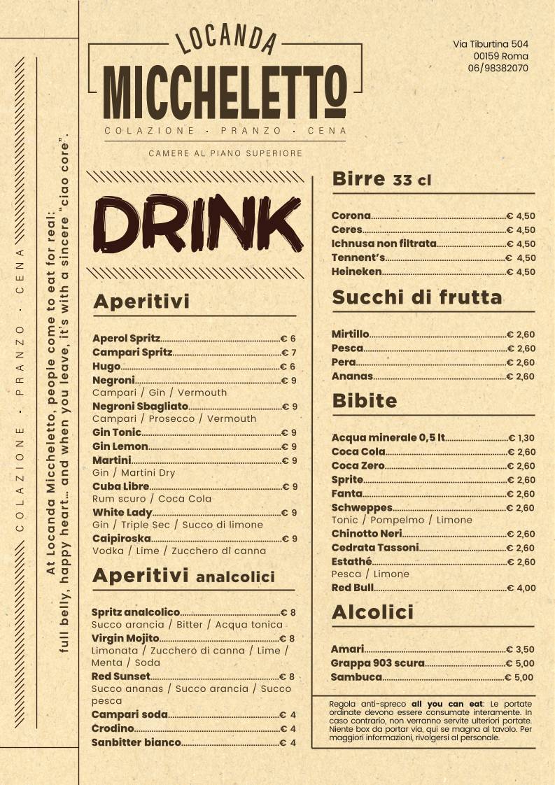 Locanda Miccheletto меню
