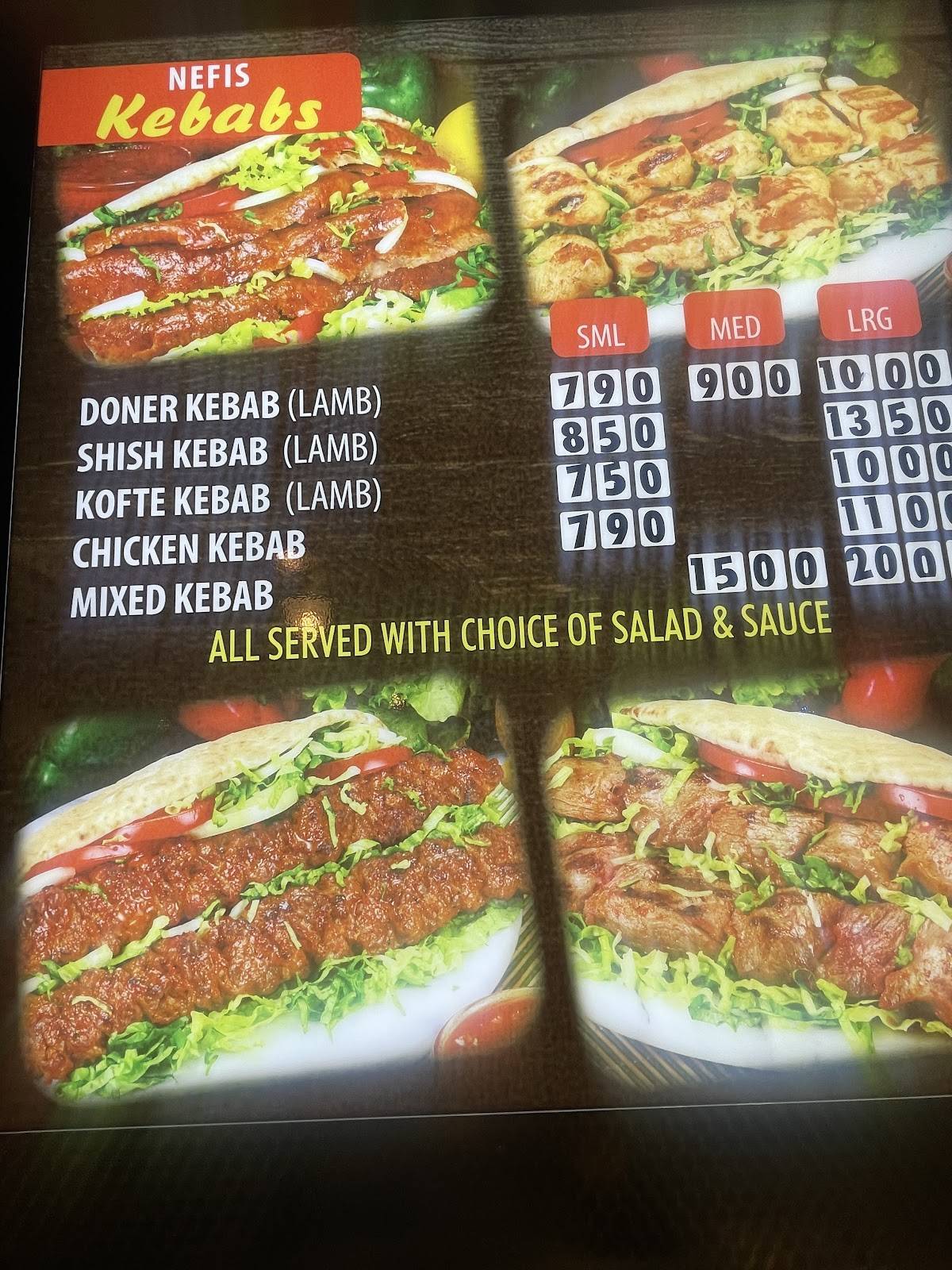 Nefis kebab меню