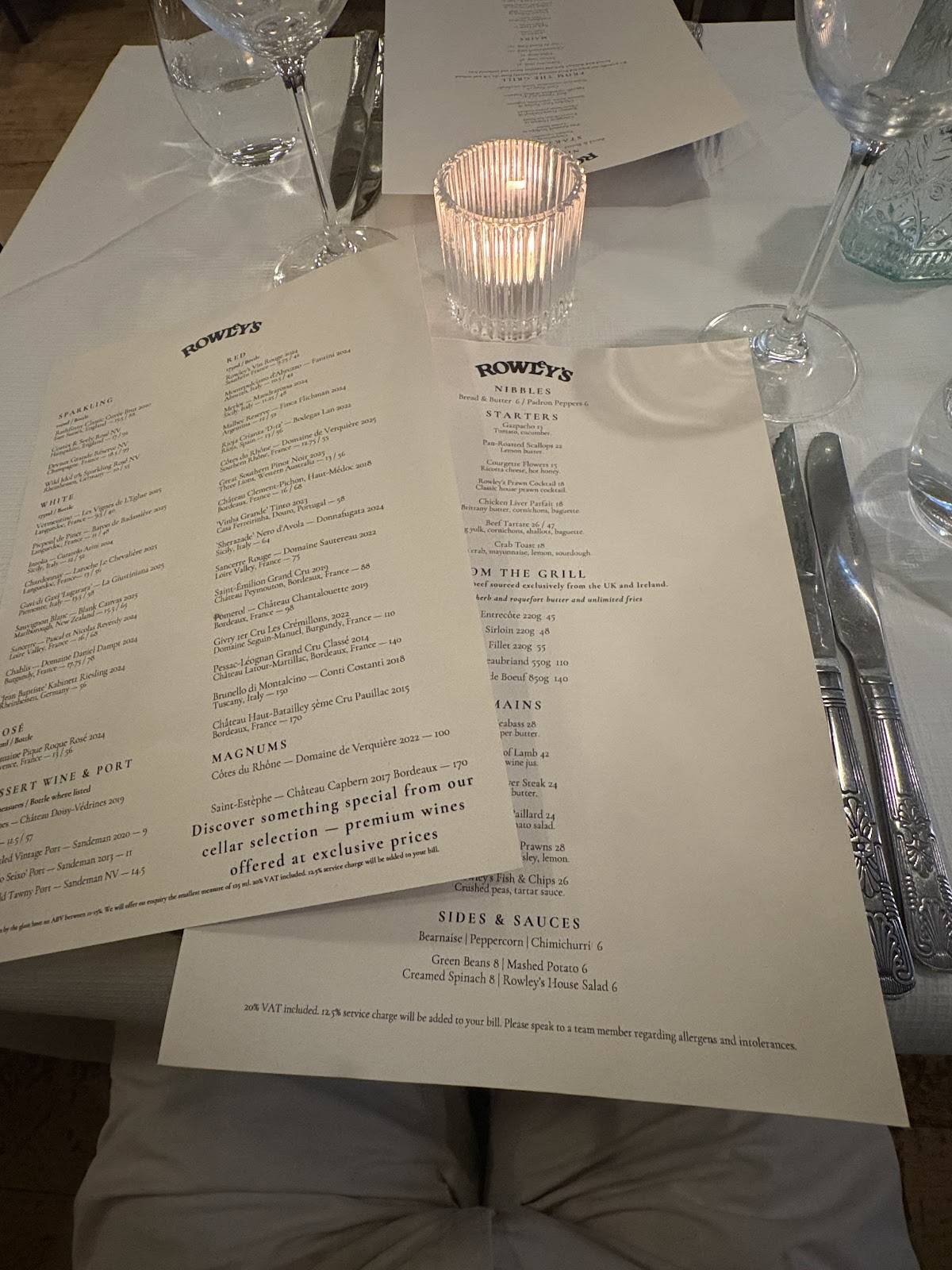 Rowley's Restaurant меню