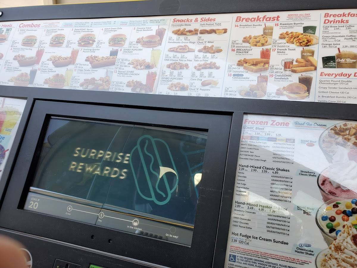 Sonic Drive-In меню