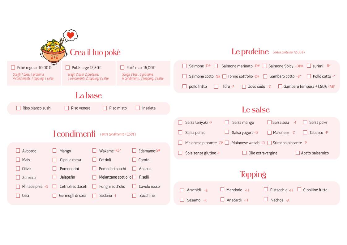 Lucky Poke e Bubble Tea меню