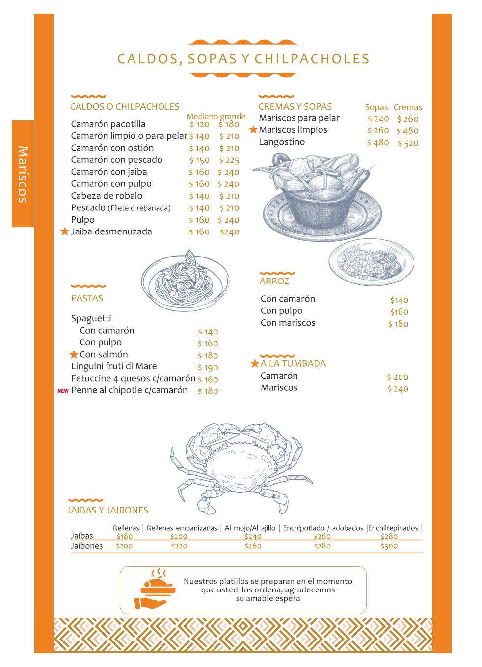 MARISCOS Juquila меню