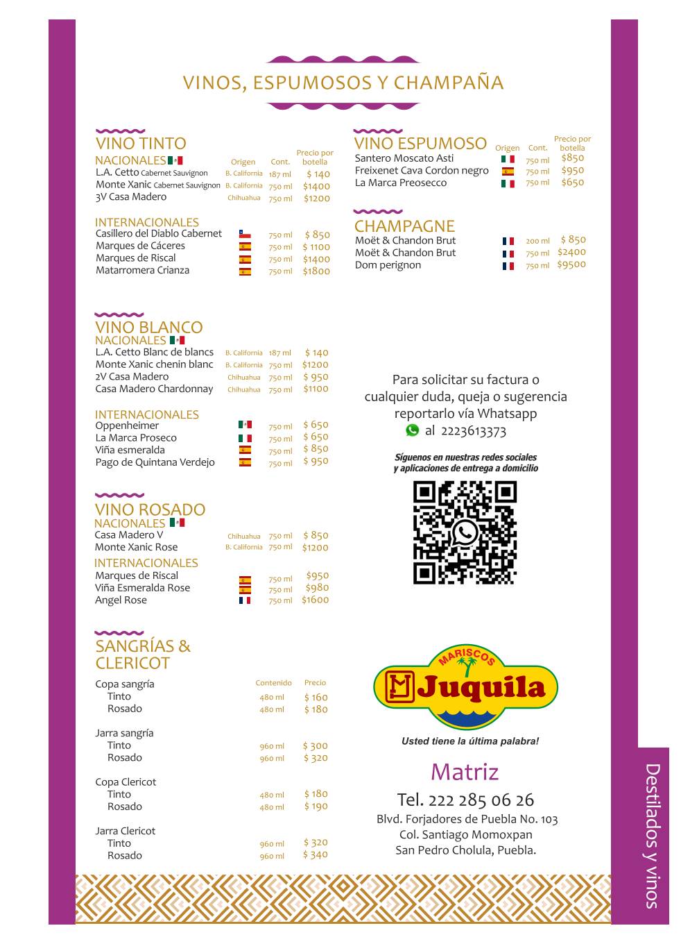 MARISCOS Juquila меню