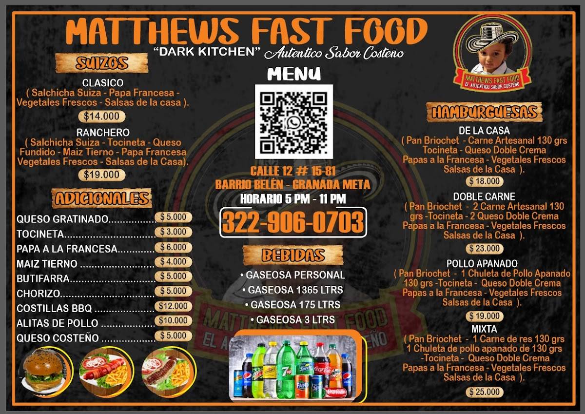 MATTHEWS FAST FOOD меню