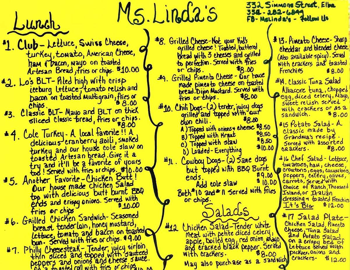 MS LINDA'S меню