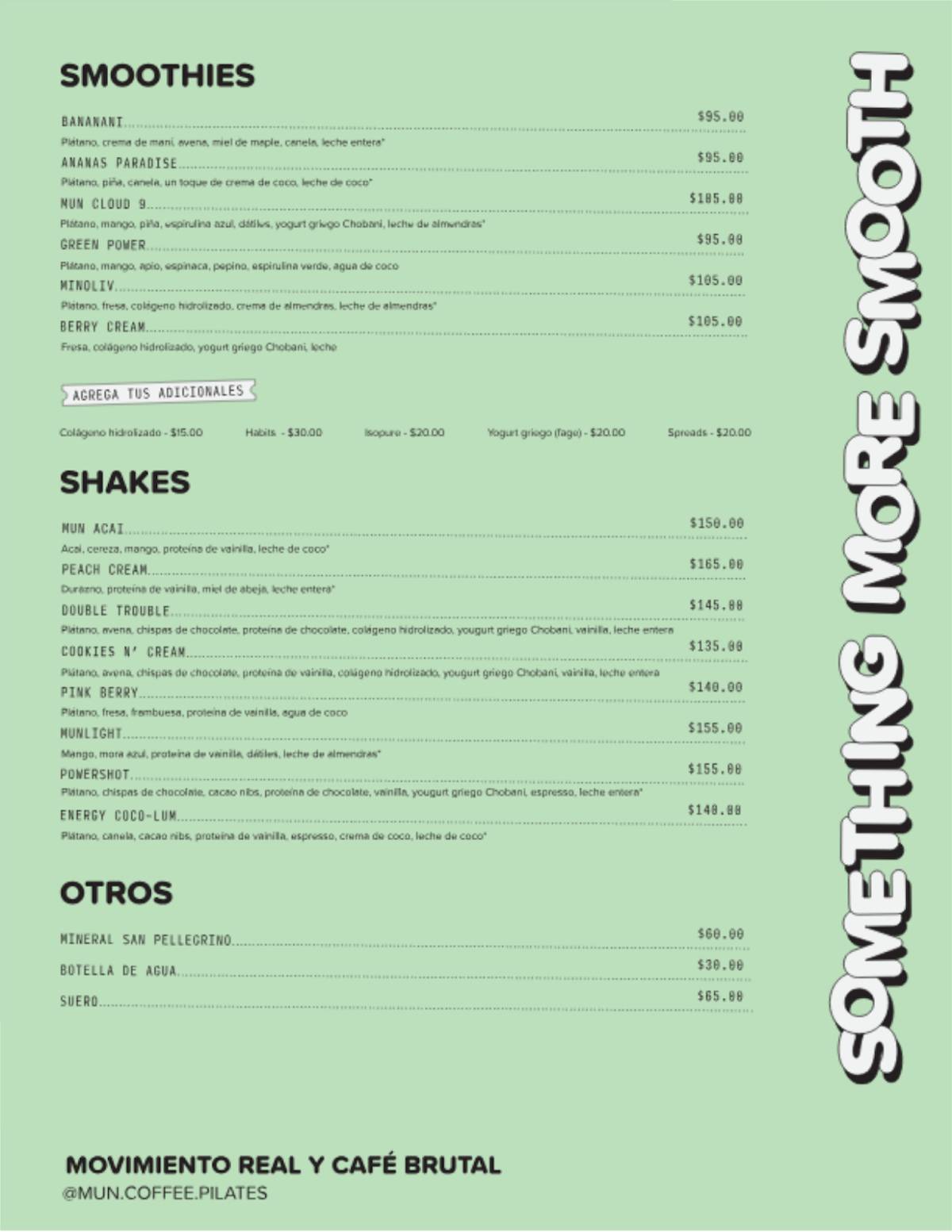 MUN Pilates Studio & Coffee Shop меню