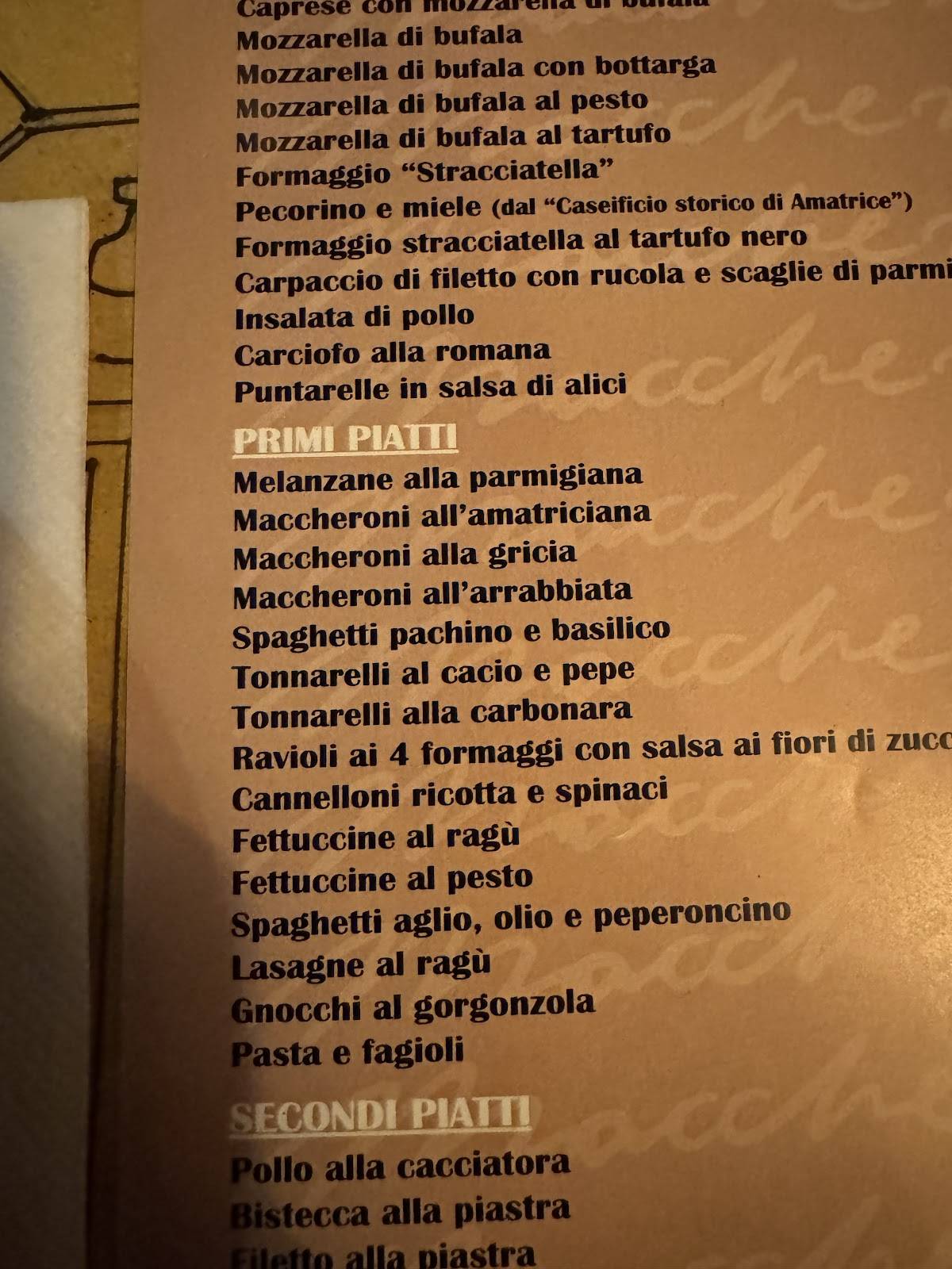 Maccheroni меню