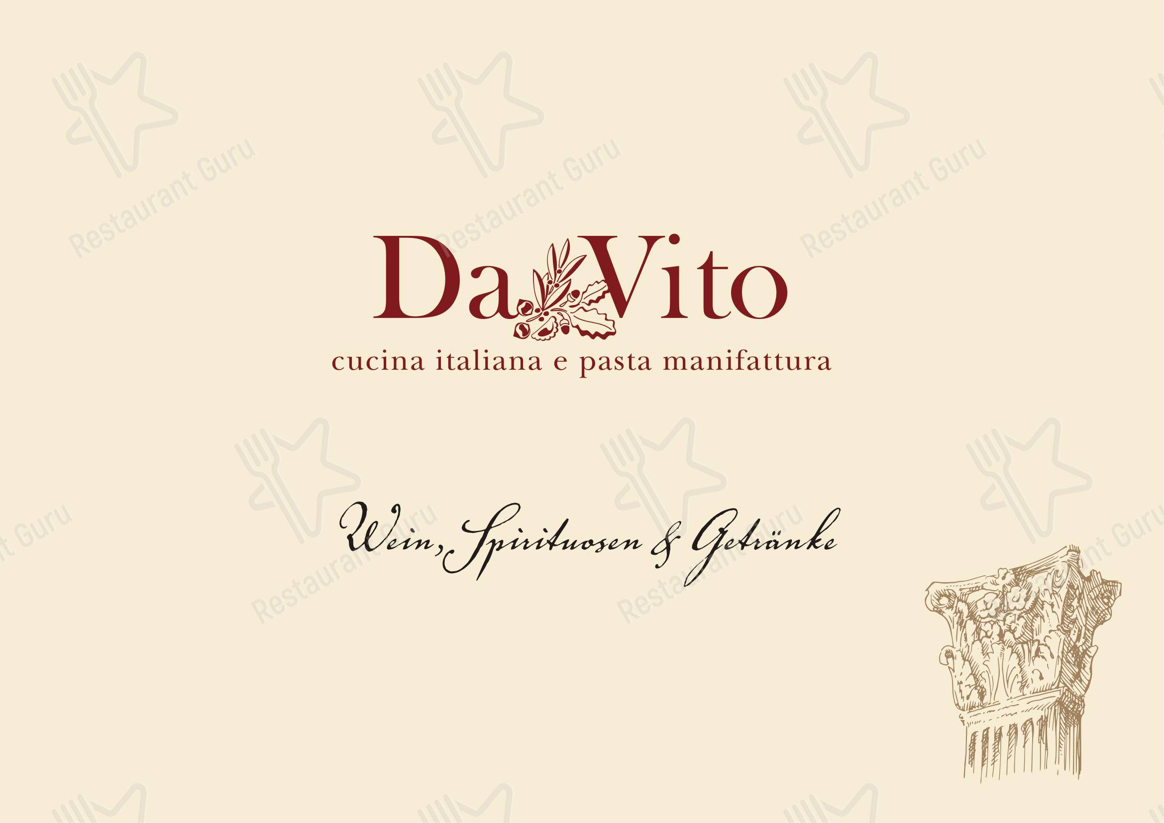 Меню напитков ресторана Da Vito