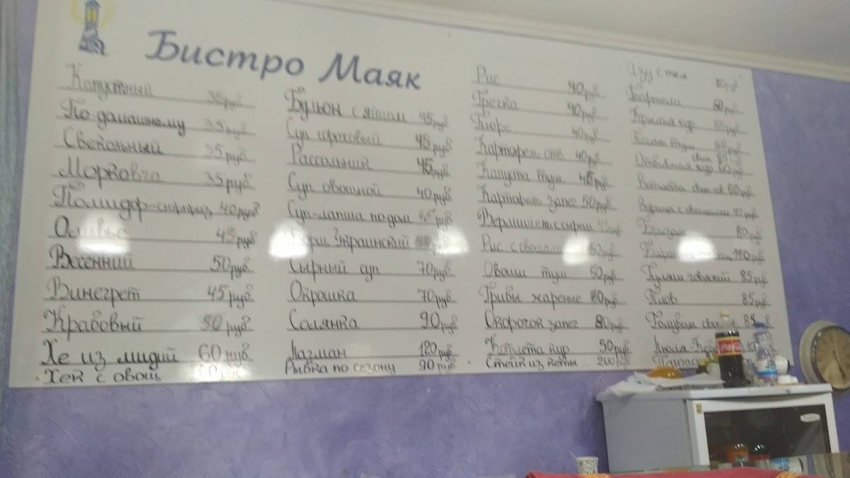 Маяк меню