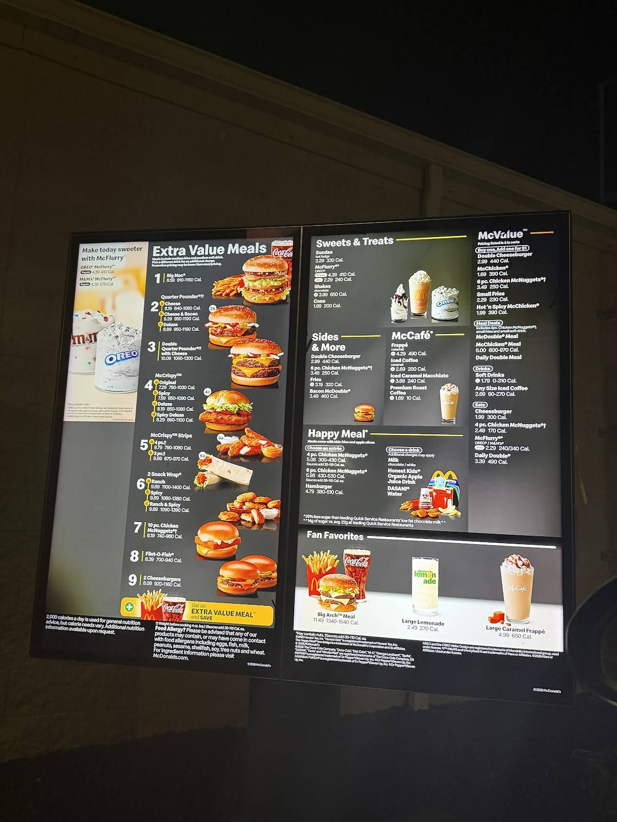 McDonald's меню