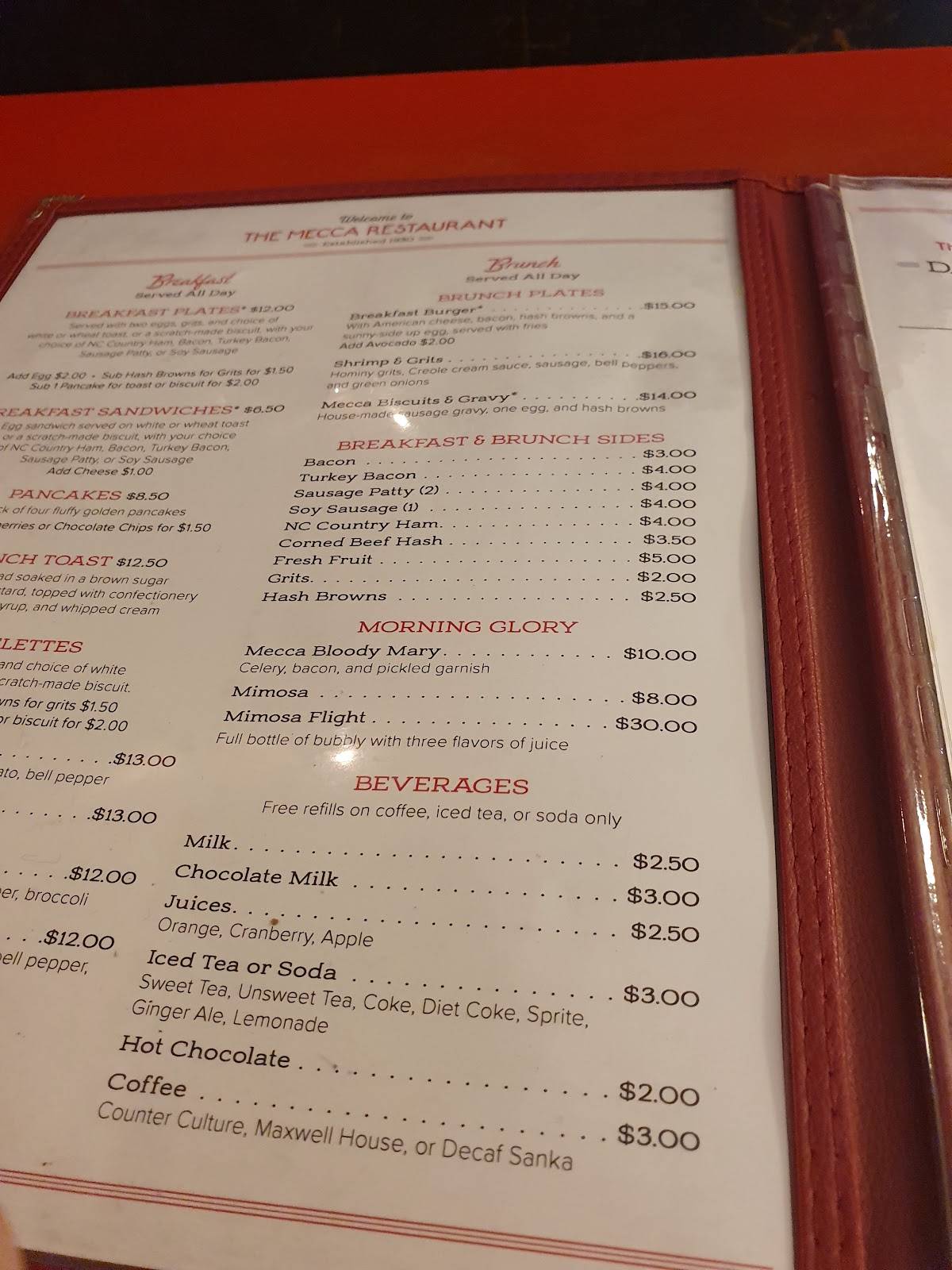 Mecca Restaurant меню