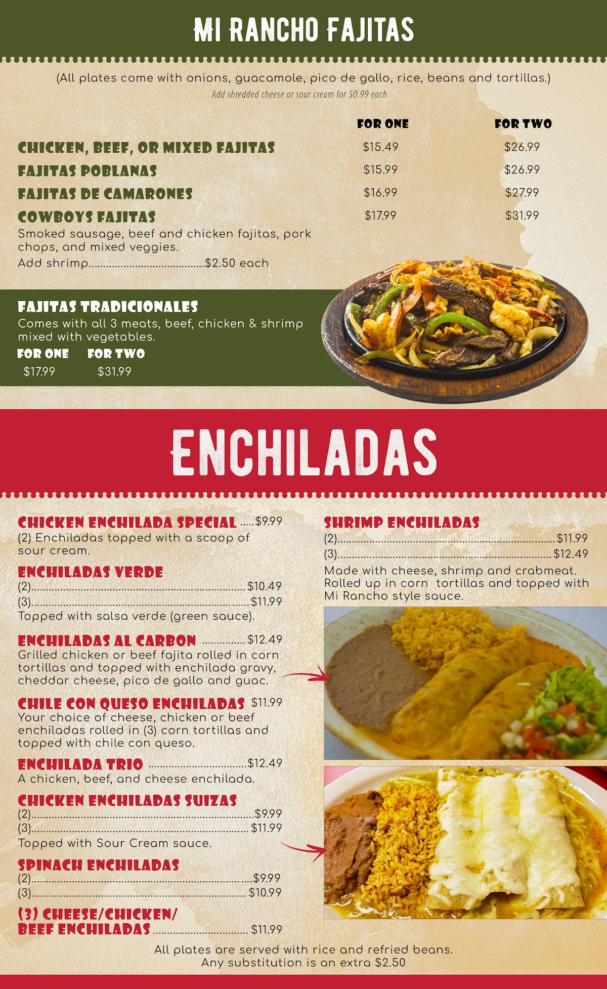 Mi Rancho Mexican Restaurant меню