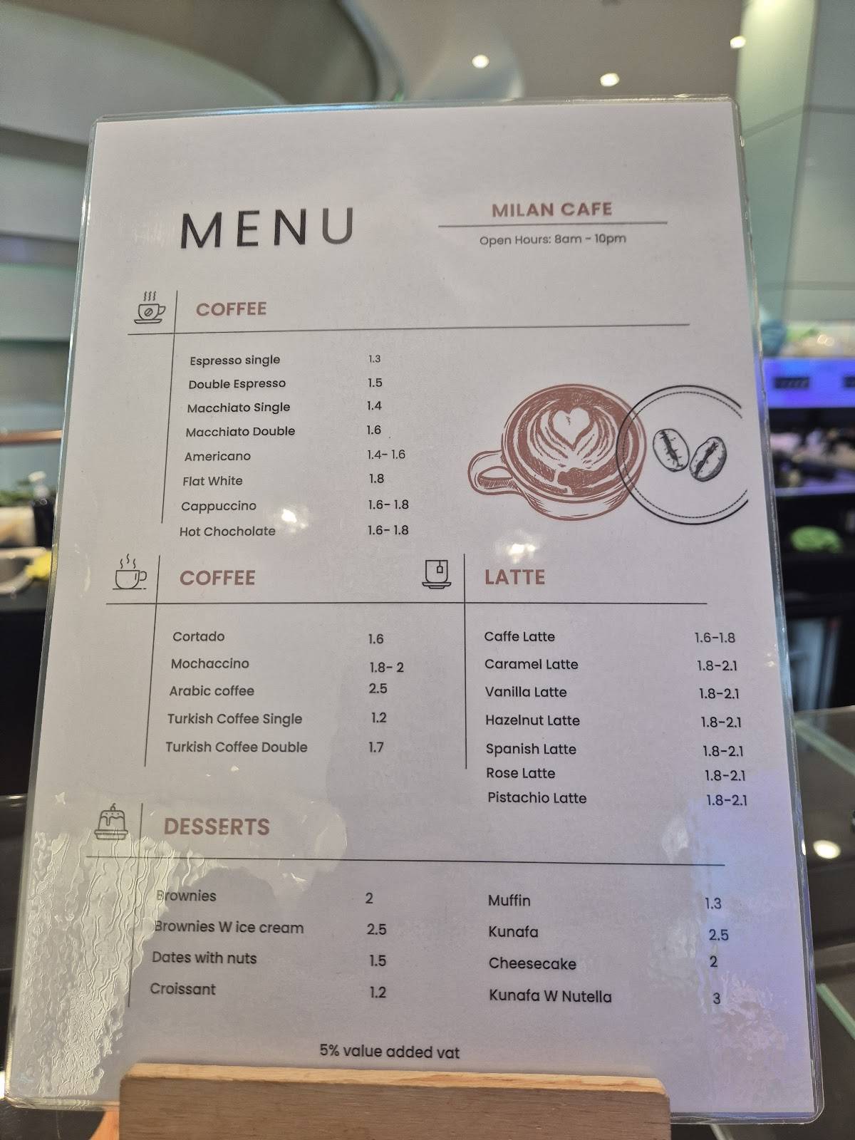 Milan Caffe меню