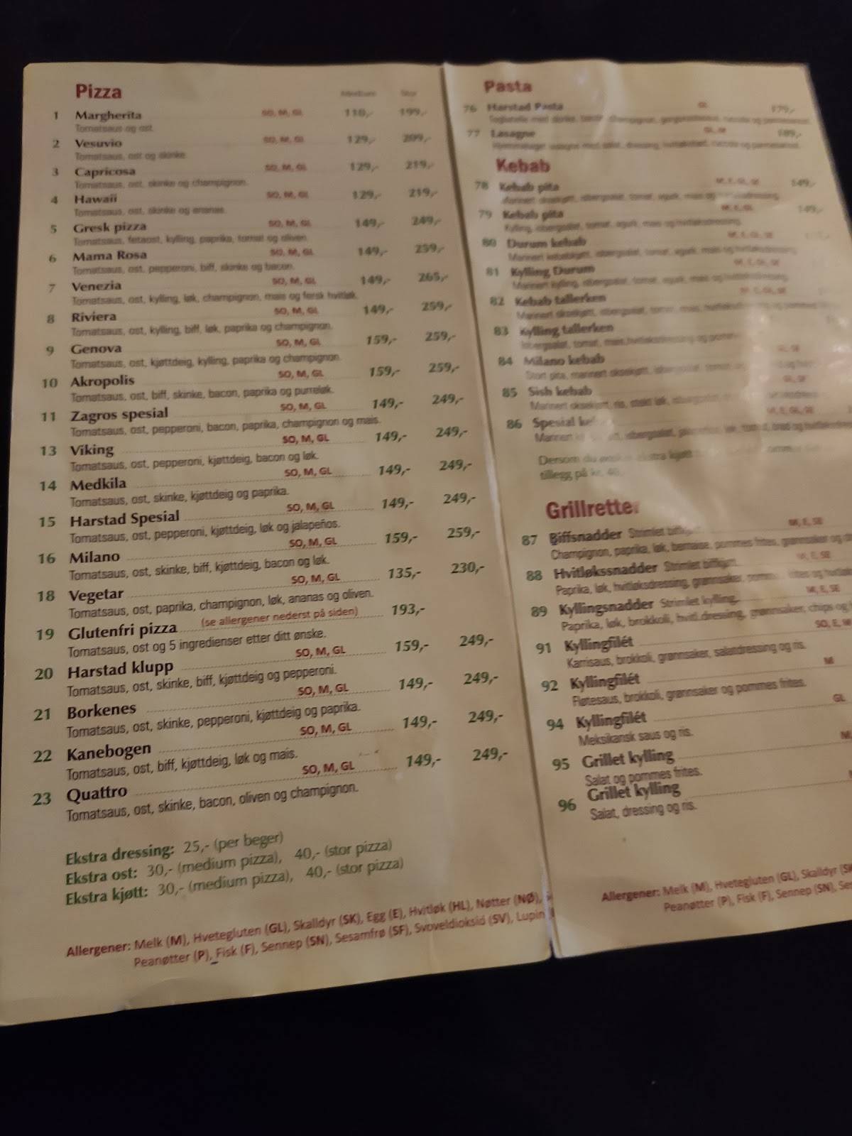 Milano Restaurant меню