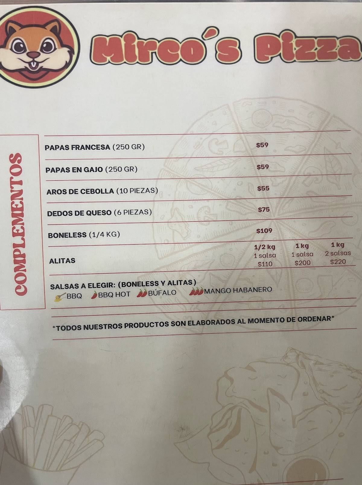 Mirco’s pizza меню