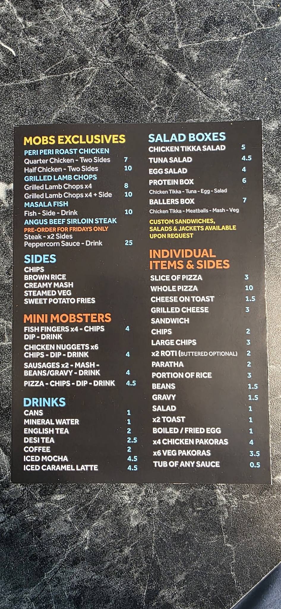 Mobs Deli меню