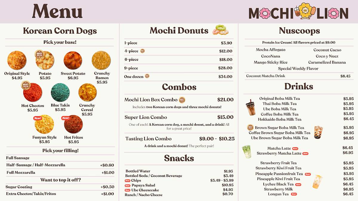 Mochi Lion Riverside меню