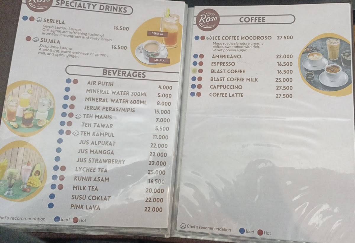 Moco Roso Slamet Riyadi меню