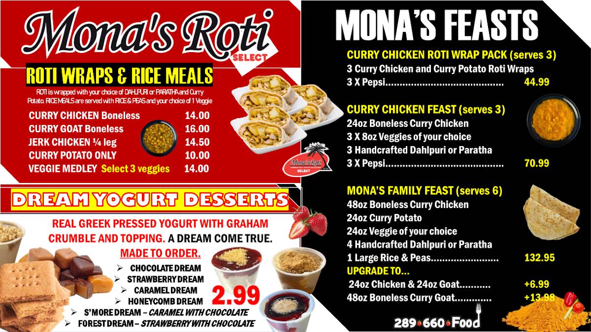 Mona's Roti Select меню