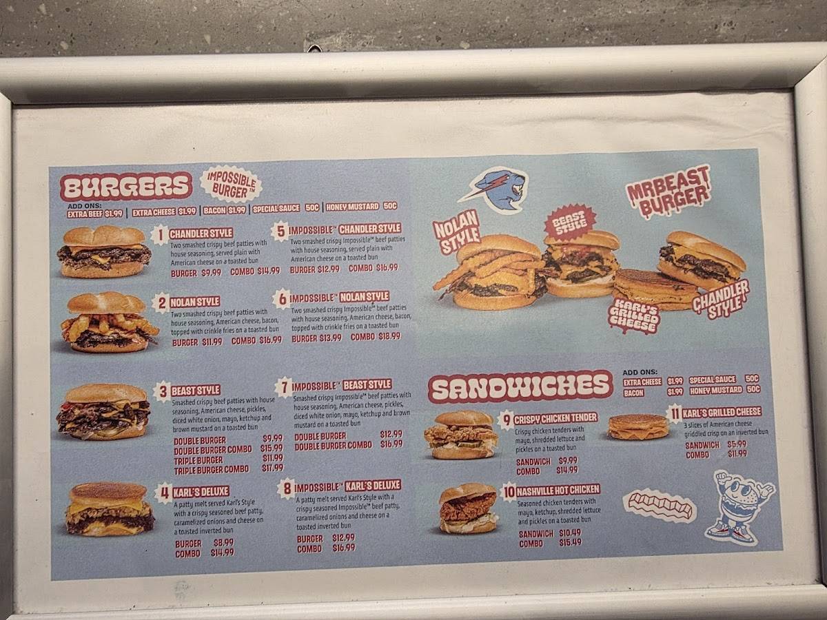 MrBeast Burger меню