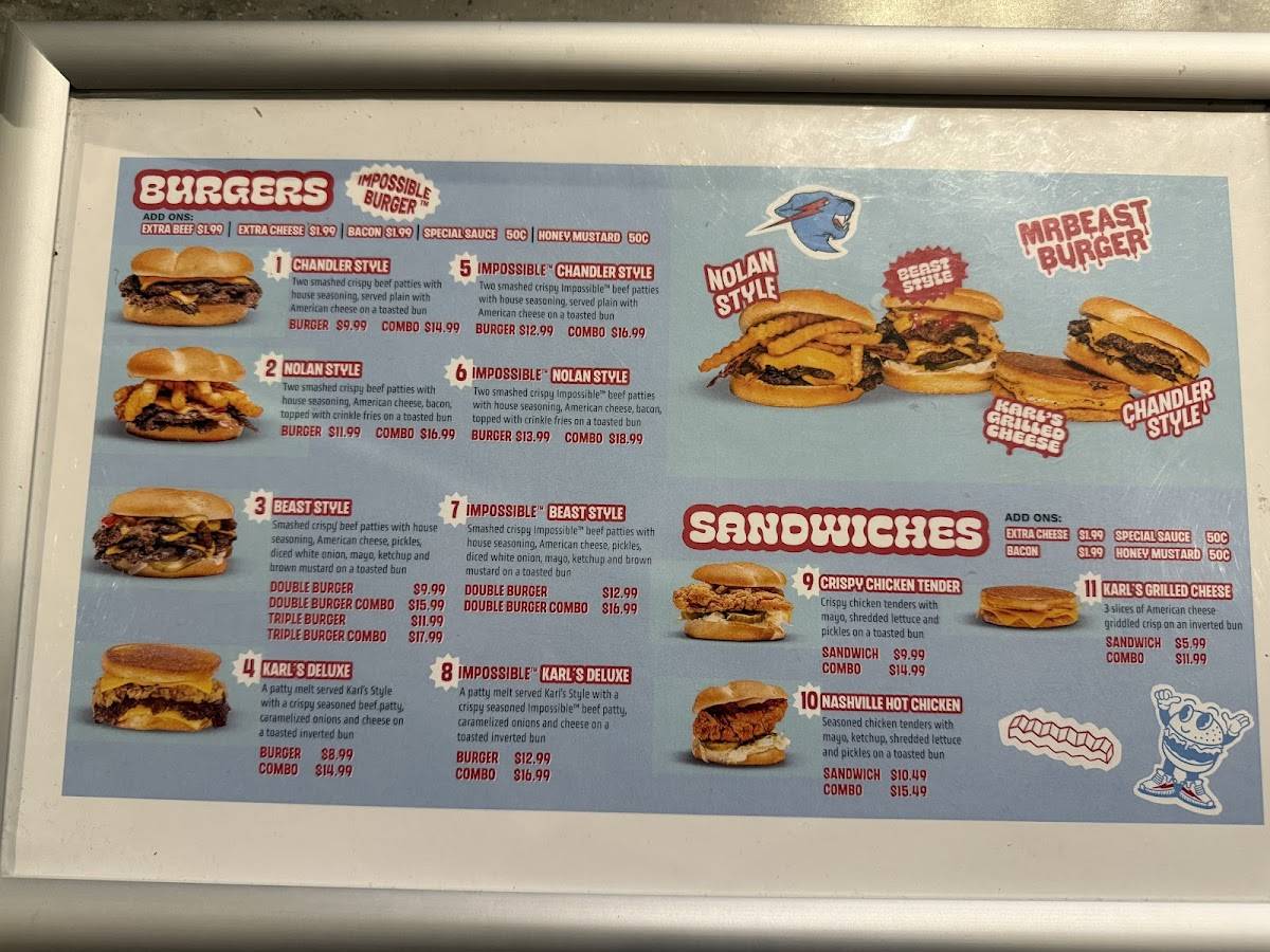 MrBeast Burger меню