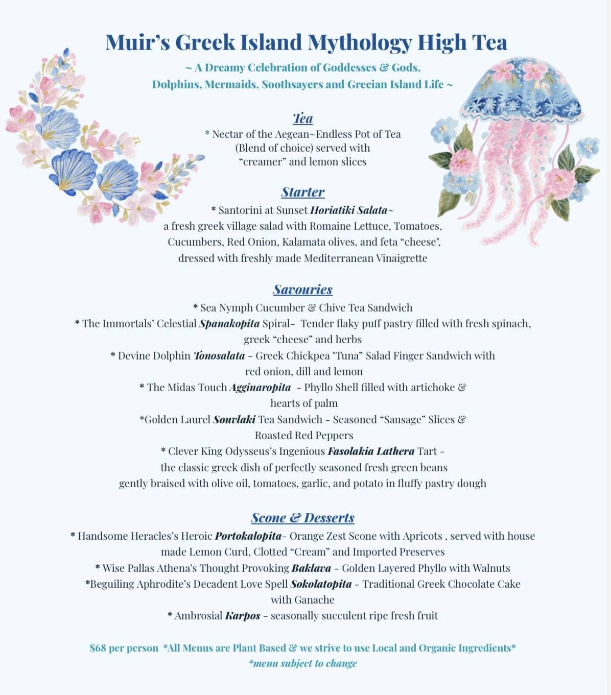 Muir's Tea Room & Gift Shop меню