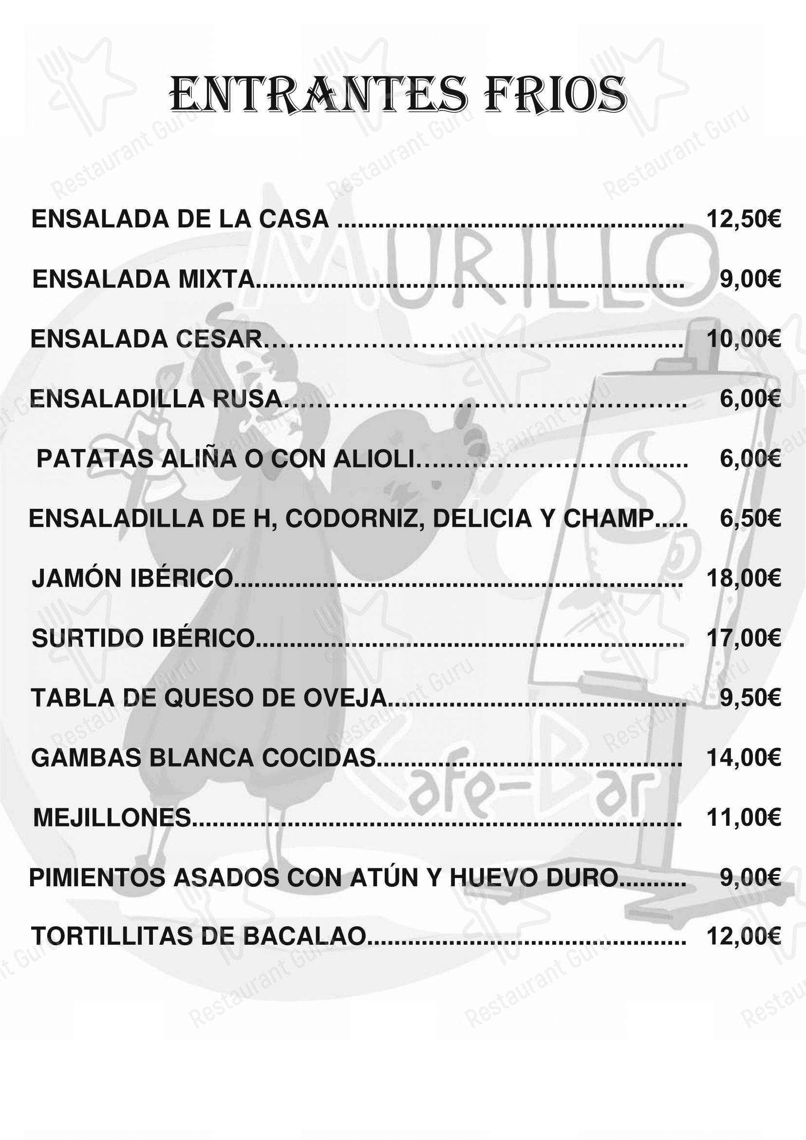 Murillo café bar в Ронде - Меню