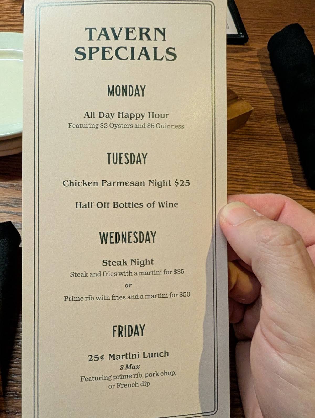 Murray's Tavern меню