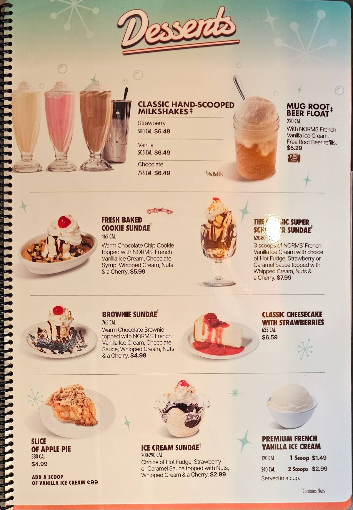 NORMS Restaurant меню